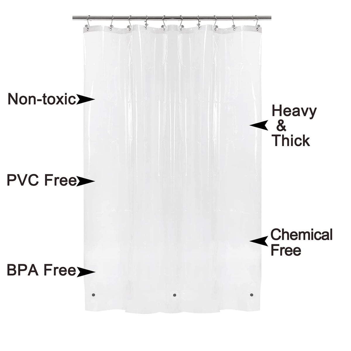 Barossa Design Extra Long Shower Curtain or Liner 84 Inch, Clear, 72x84