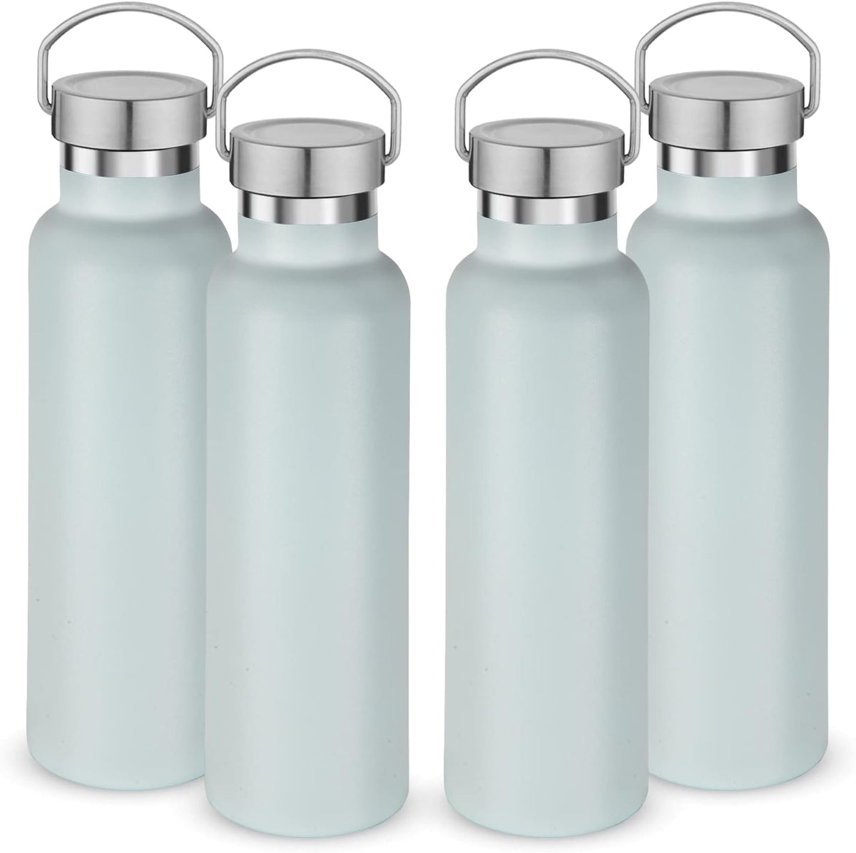 Neihepal 20 oz Insulated Water Bottles Bulk 4 Pack,Stainless Steel Double Wall Sport Bottle with