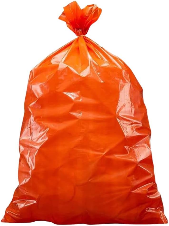 Plasticplace 55-60 gallon Trash Bags │ 1.2 Mil │ Orange Heavy Duty Garbage Can Liners │ 38” x 58”