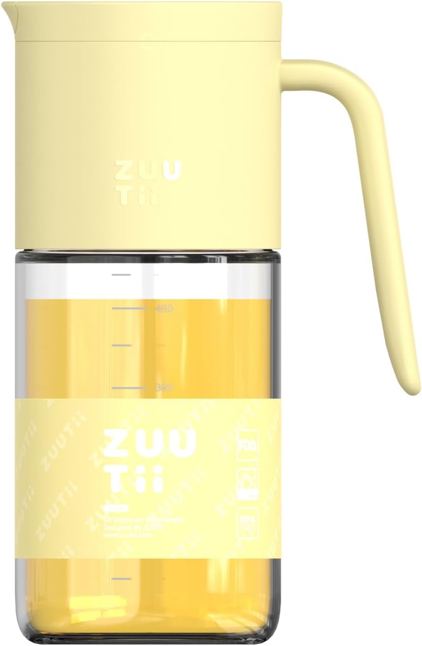 Zuutii Olive Oil Dispenser Bottle 18.6oz – Auto Flip Glass Vinegar Bottle with No-Drip Spout for
