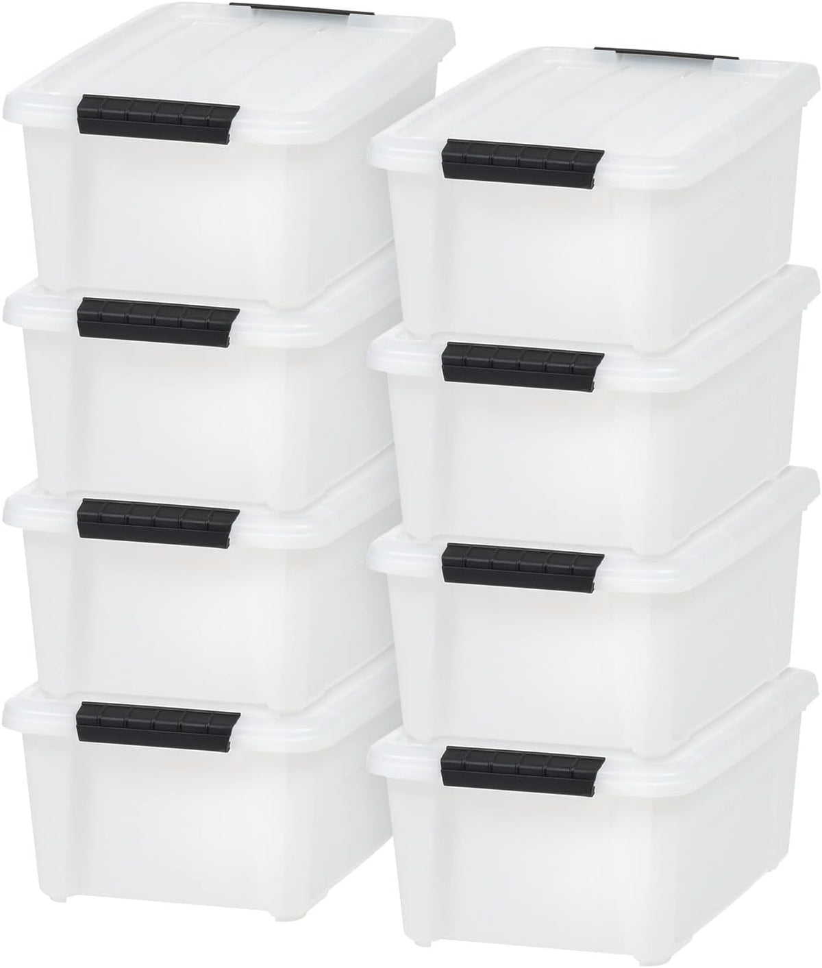 IRIS USA 13.5 Qt Stackable Plastic Storage Bins with Lids, 8 Pack - BPA-Free, Made in USA