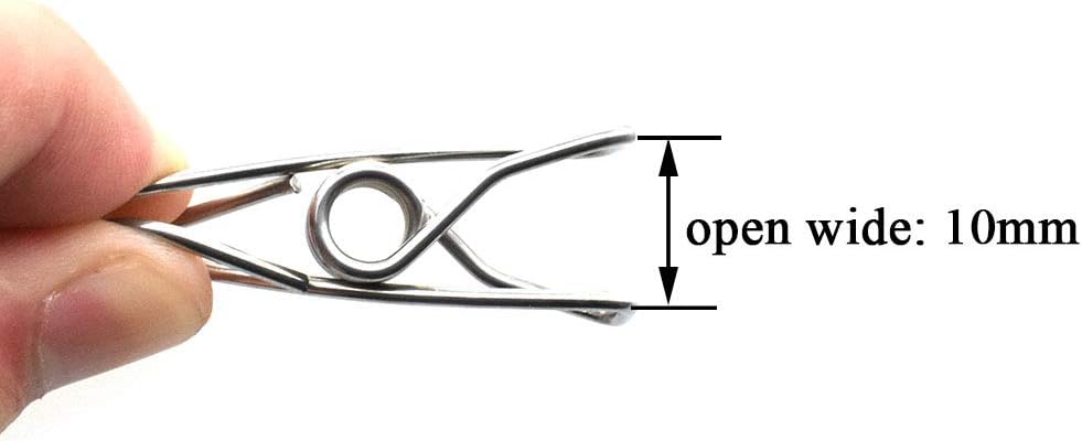 HAHIYO Clothespins Chip Clips All Metal Stainless Steel No Rust Stains Strong Grip in Heavy Wind