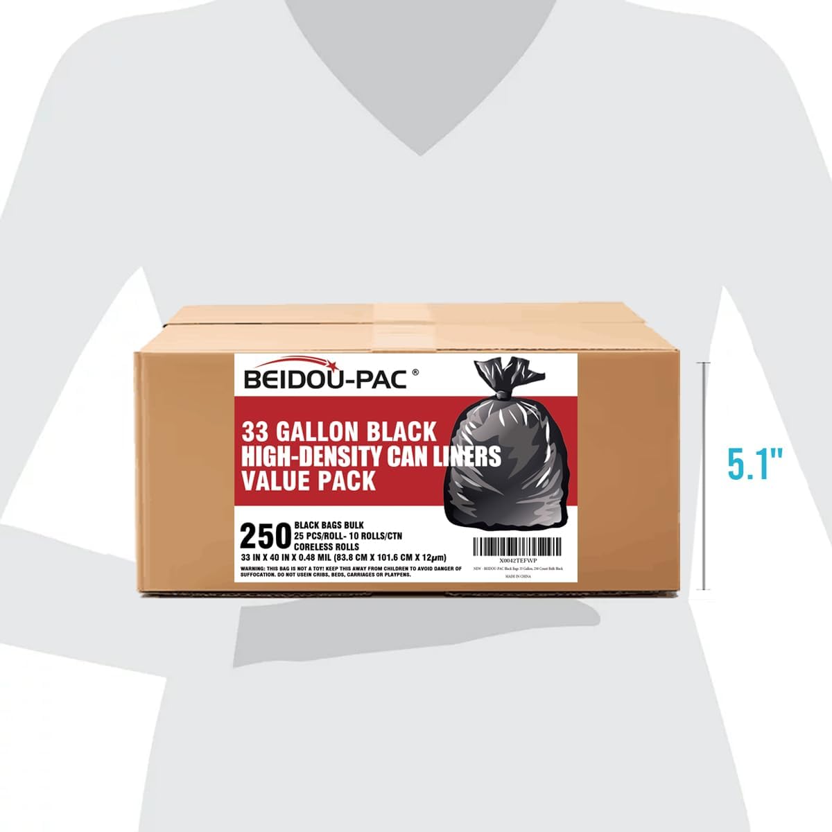 33 Gallon Trash Bags, 250 Count Bulk, Black Garbage bags, Multi-purpose Trash Can Bin Liners for
