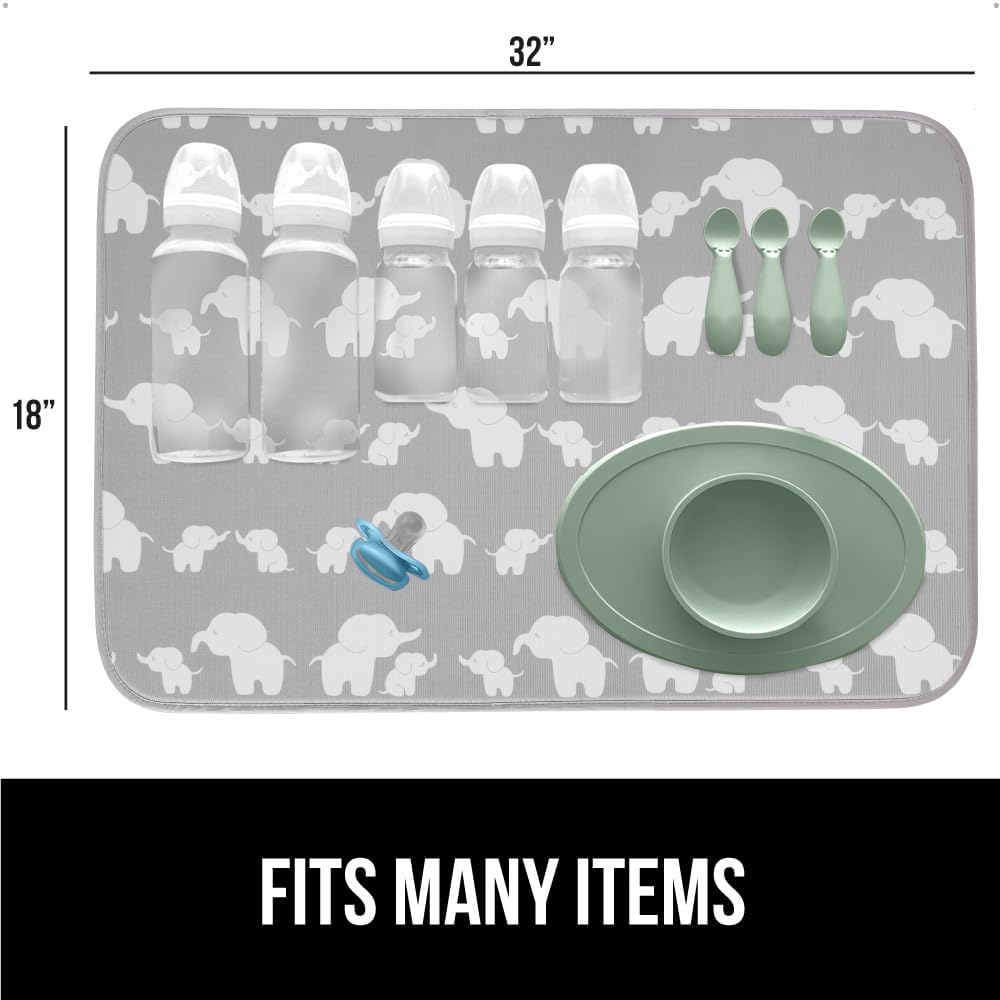 GORILLA GRIP Ultra Water Absorbent Microfiber Dish Drying Mat, 18x32, Quick Dry Thick Mesh, Slip