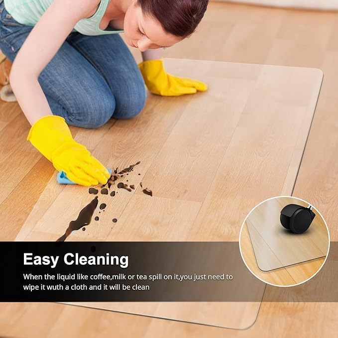 Kuyal Office Chair Mat for Hardwood Floor, 51'' x63'' Rectangle Transparent Desk Thick Durable