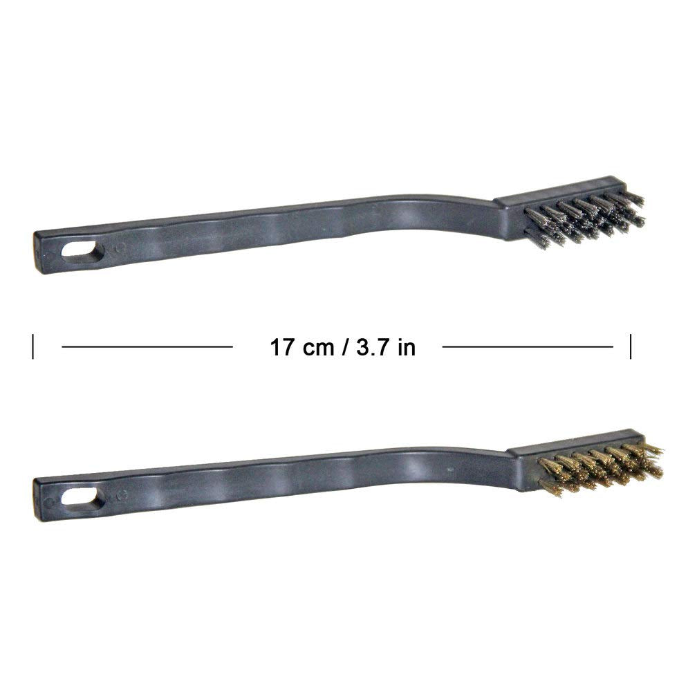 9PCS MINI Wire Brushes, Stainless Steel Brush Set, Curved Handle Scratch Toothbrush, Cleaning