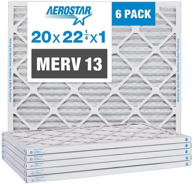 Aerostar 20x22.25x1 Air Filter MERV 13 (For Allergies, Dust, Lint, Mold, Pet Dander, Smoke, Smog &