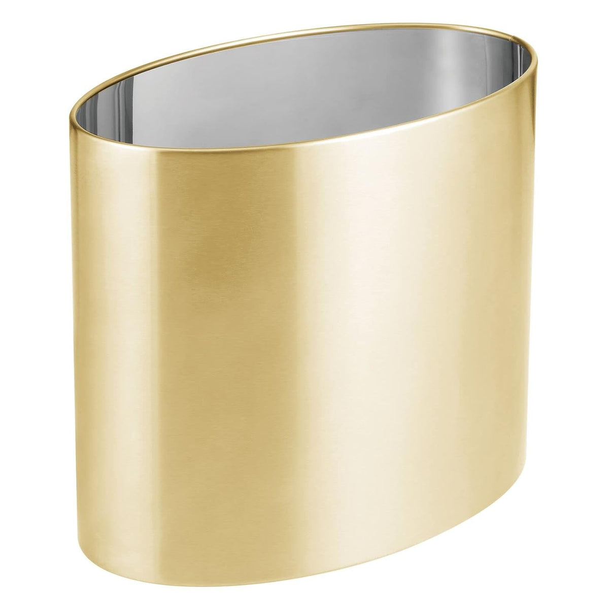 mDesign Stainless Steel Metal Oval Trash Can, 7.9 Liter/2.09 Gallon Wastebasket, Garbage Basket Bin