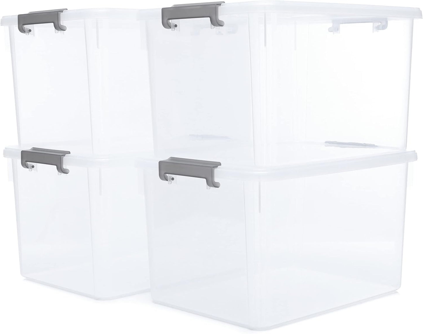 Citylife 32 QT Plastic Storage Bins with Latching Lids Stackable Storage Containers for Organizing