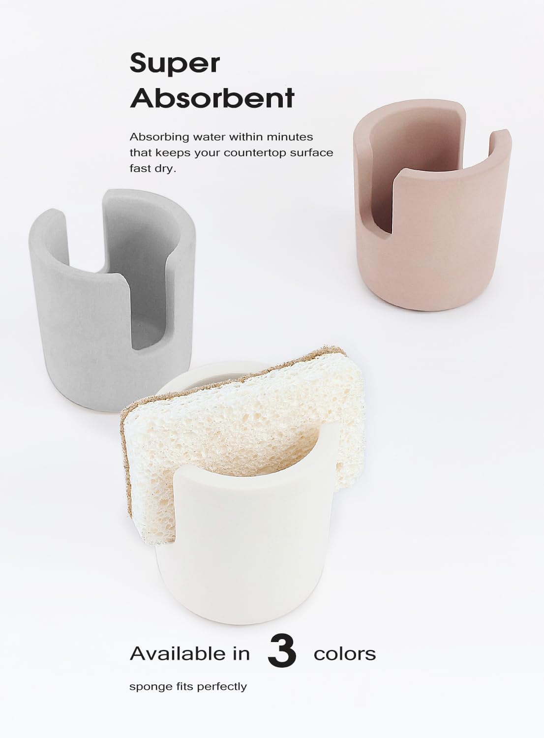 Stone Sponge Holder for Countertop Organizer, Quick Dry Diatomite Sponge Holder, Diatomaceous Earth