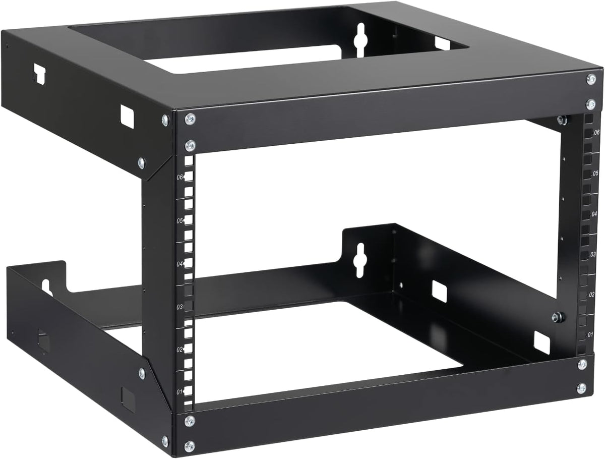 6U Wall Mount Rack Open Frame 19 Inch Server Equipment Network Cabinet 18 inches Depth Black by