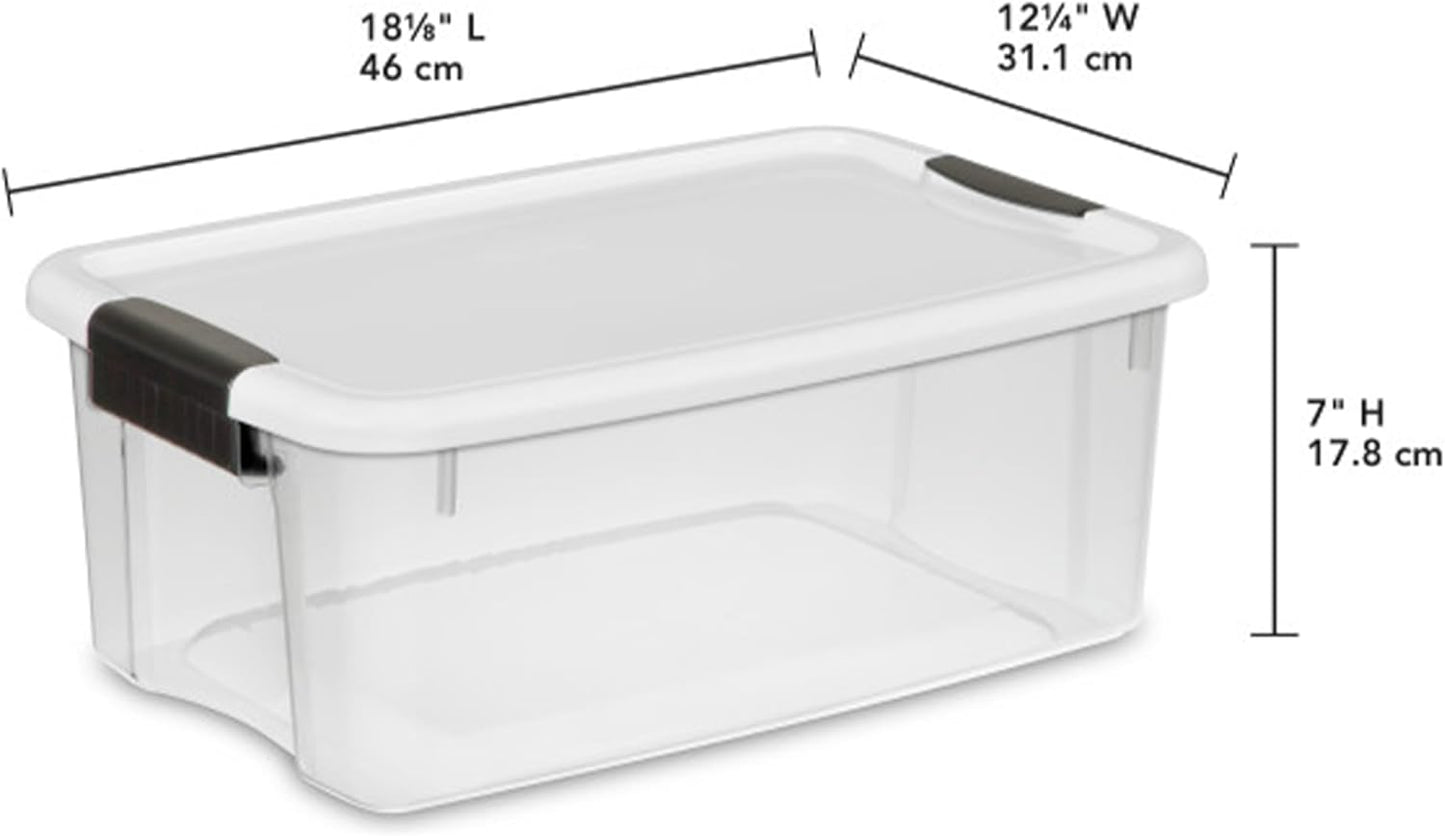 Sterilite 6-Pack Ultra Latching Box, Storage Bins with Lids, Clear Plastic, 18 Quart - Heavy-Duty