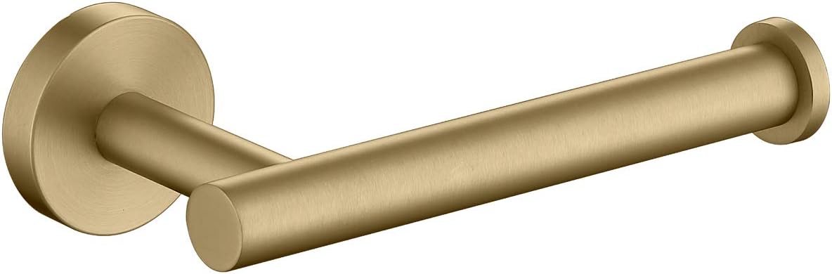 TASTOS Brushed Gold Toilet Paper Holder SUS304 Stainless Steel, Modern Round Tissue Roll Holders