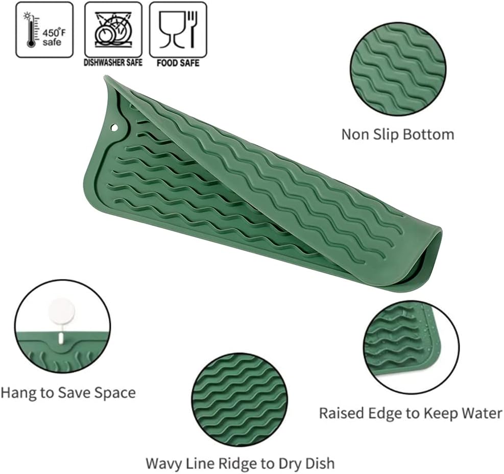 Silicone Dish Drying Mat for Multiple Usage,Easy clean,Eco-friendly,Heat-resistant Silicone Mat for