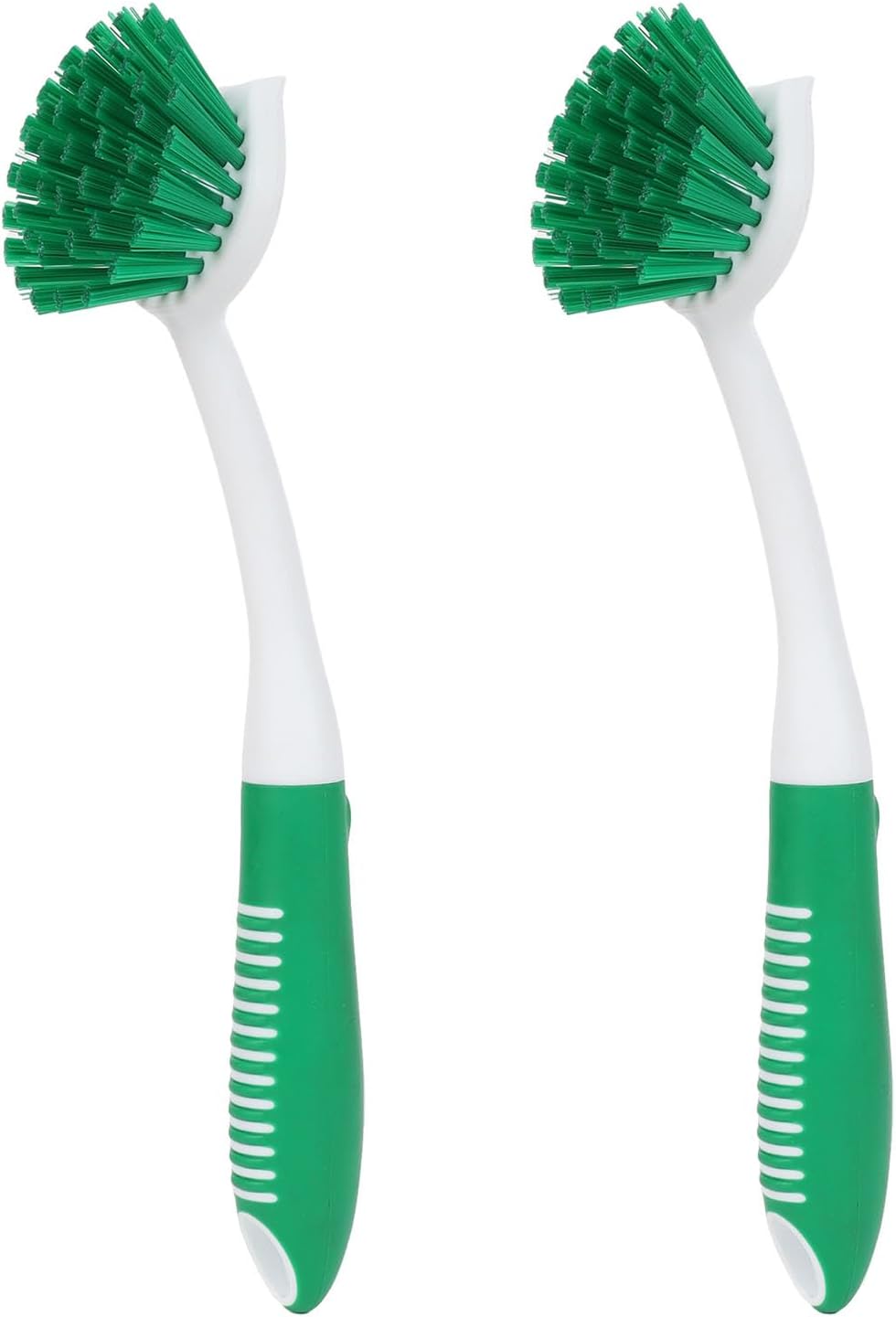 Dish Brush with Handle, 2 Pack Scrub Brushes with Built-in Scraper for Cleaning Kitchen, Pots, Pans