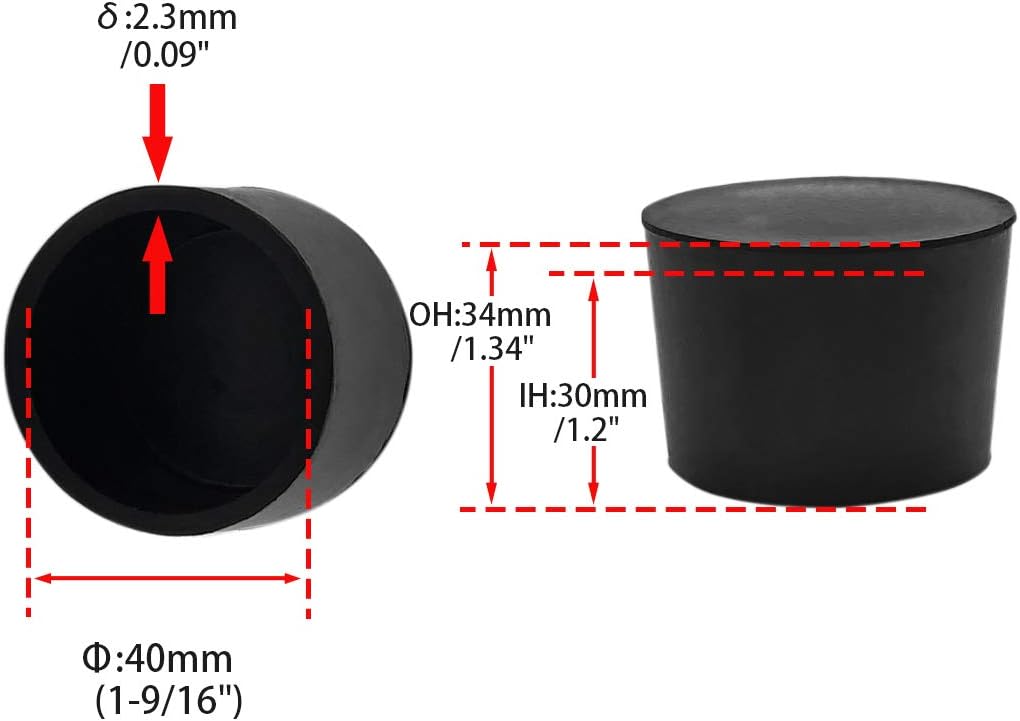 Flyshop 4 Pieces 40mm Rubber Chair Leg Caps Round, Non-Slip Protective Caps for Chair Legs, Floor
