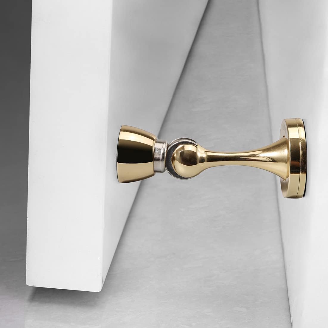 YAGU 1 Pack Magnetic Door Stopper Catch, Zinc Alloy Bright Gold Door Stops Holder Wall Floor