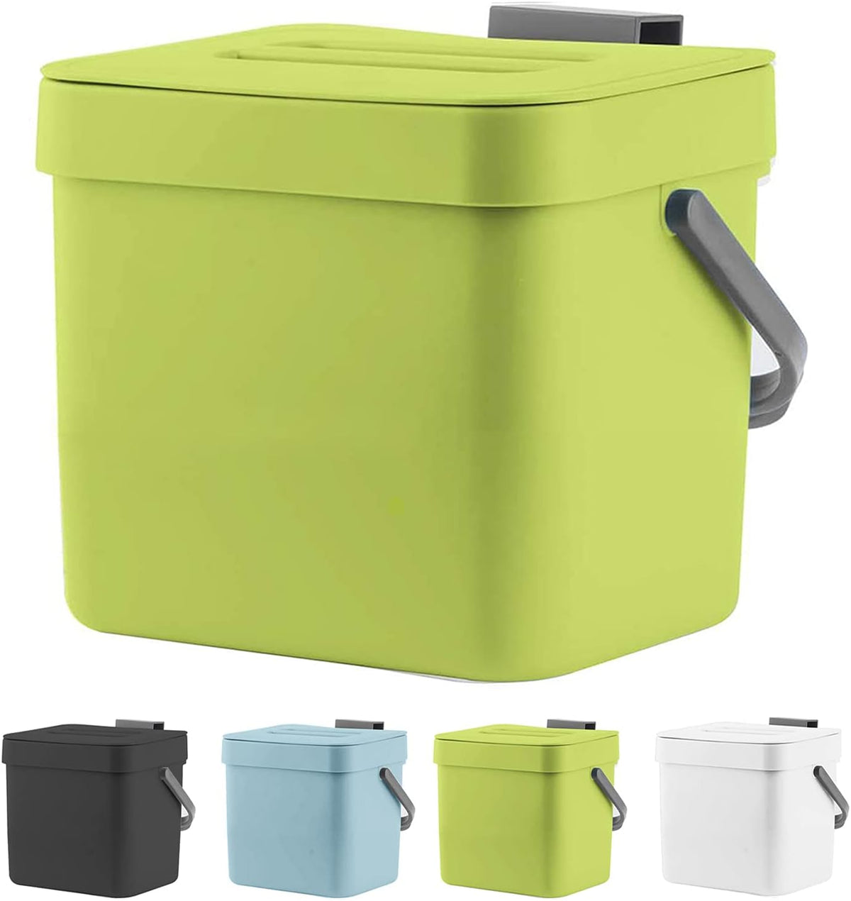 LALASTAR 1.8 Gallon Hanging Trash Can, Green, Plastic, Compost Bin Indoor Kitchen Sealed, Small