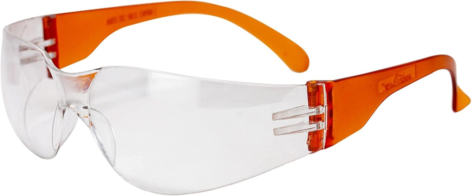 BISON LIFE Safety Glasses - Scratch Resistant Wrap Around Eyewear, Polycarbonate ANSI Z87.1 Impact