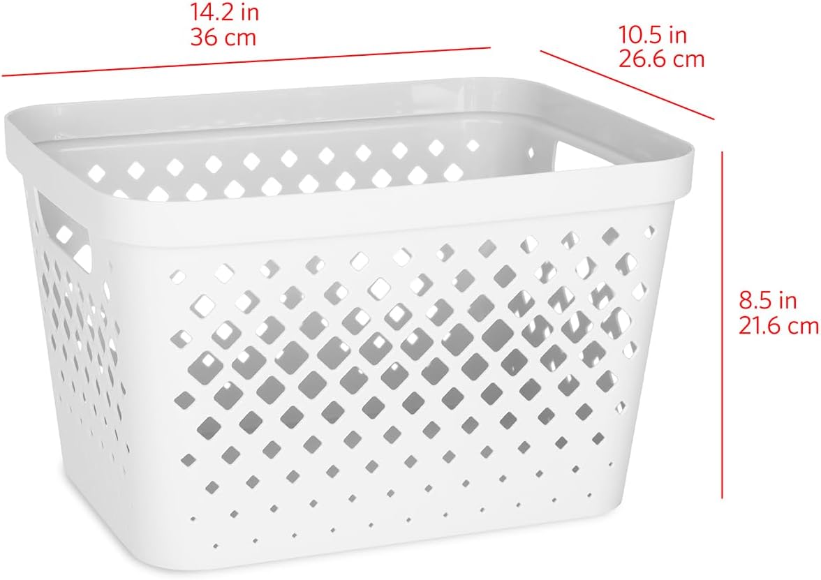 Glad Plastic Storage Basket Set, Value Pack of 6 | Open Storage Bins for Shelves, Bathroom, Pantry