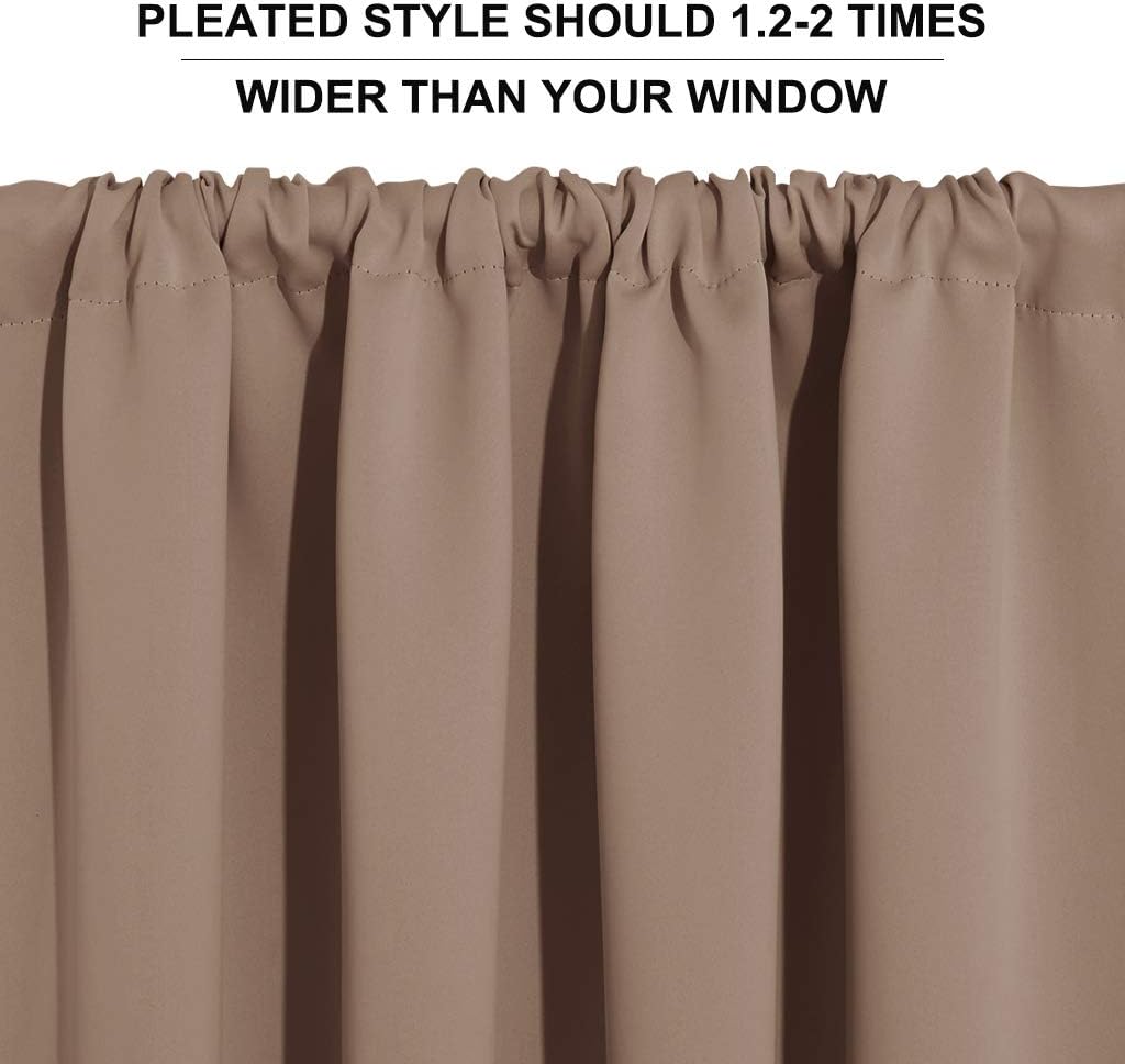RYB HOME Curtains for Bedroom 63 inches Long, Blackout Thermal Insulating Window Treatment Drapes