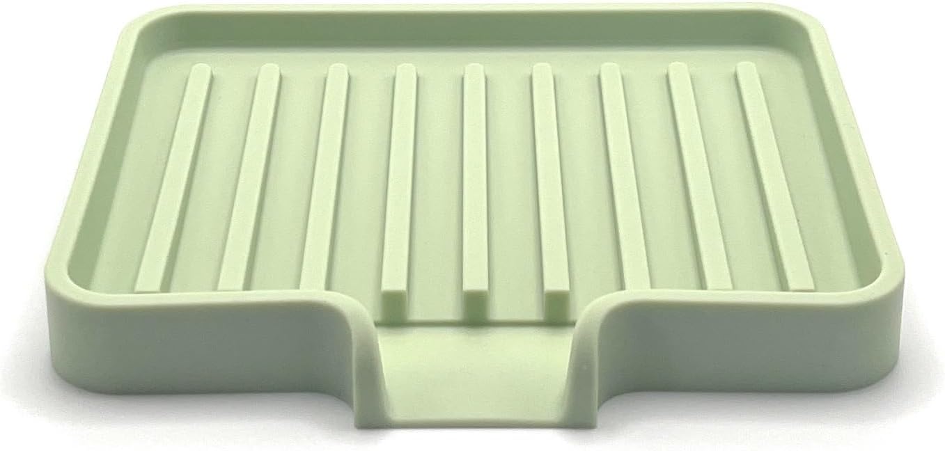 Happitasa Silicone Soap Dish Tray and Sponge Holder with Drain Chute, Pack of 2 | Bathroom and