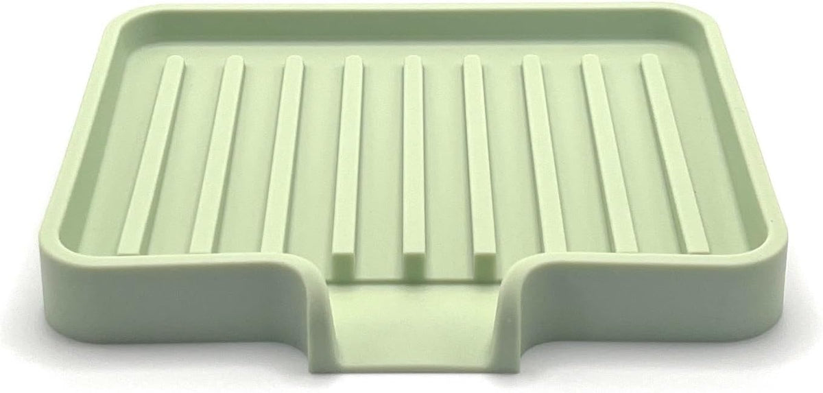 Happitasa Silicone Soap Dish Tray and Sponge Holder with Drain Chute, Pack of 2 | Bathroom and