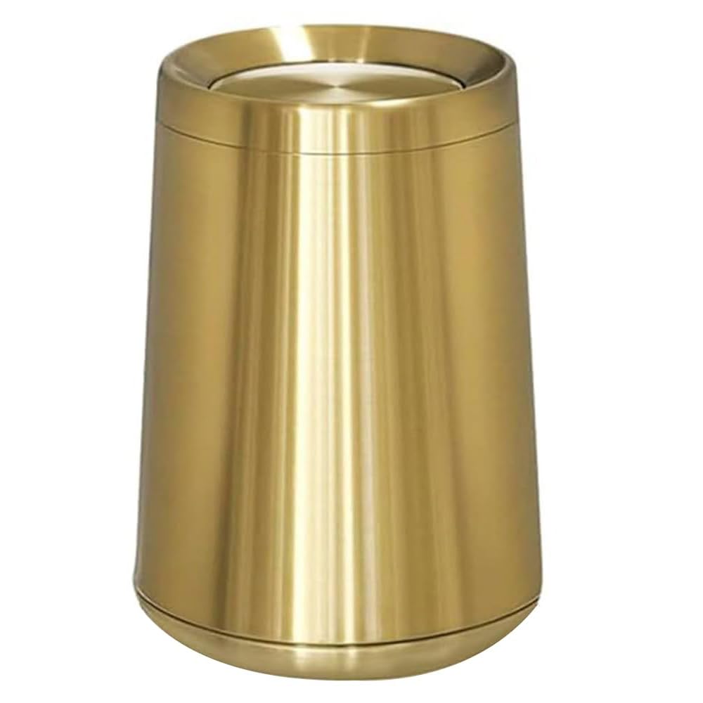 10 L/3 Gallen,Gold Small Trash Can for Bathroom,Brushed Stainless Steel Garbage Can with Flipping