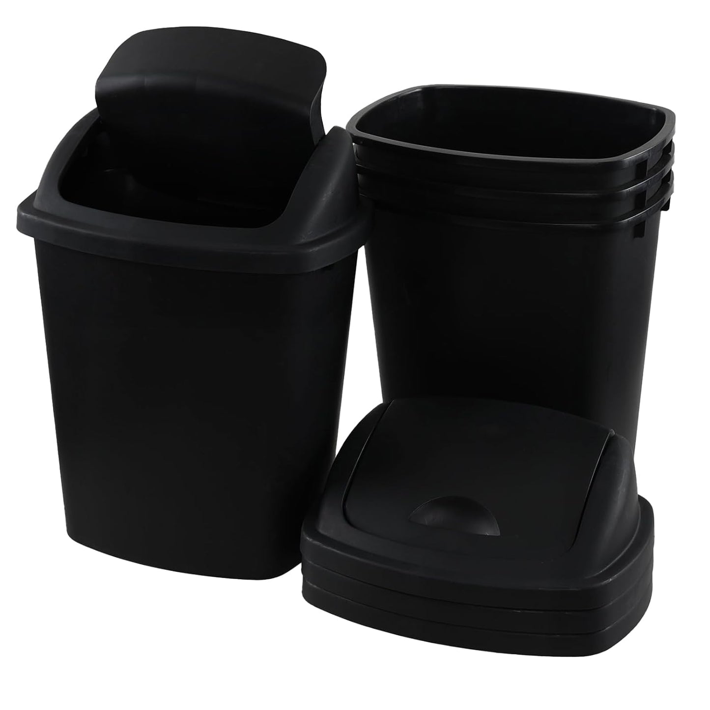 6 Gallon Swing Top Trash Can Outdoor and Indoor Recycle Bin, Plastic Garbage Can with Swing-Lid
