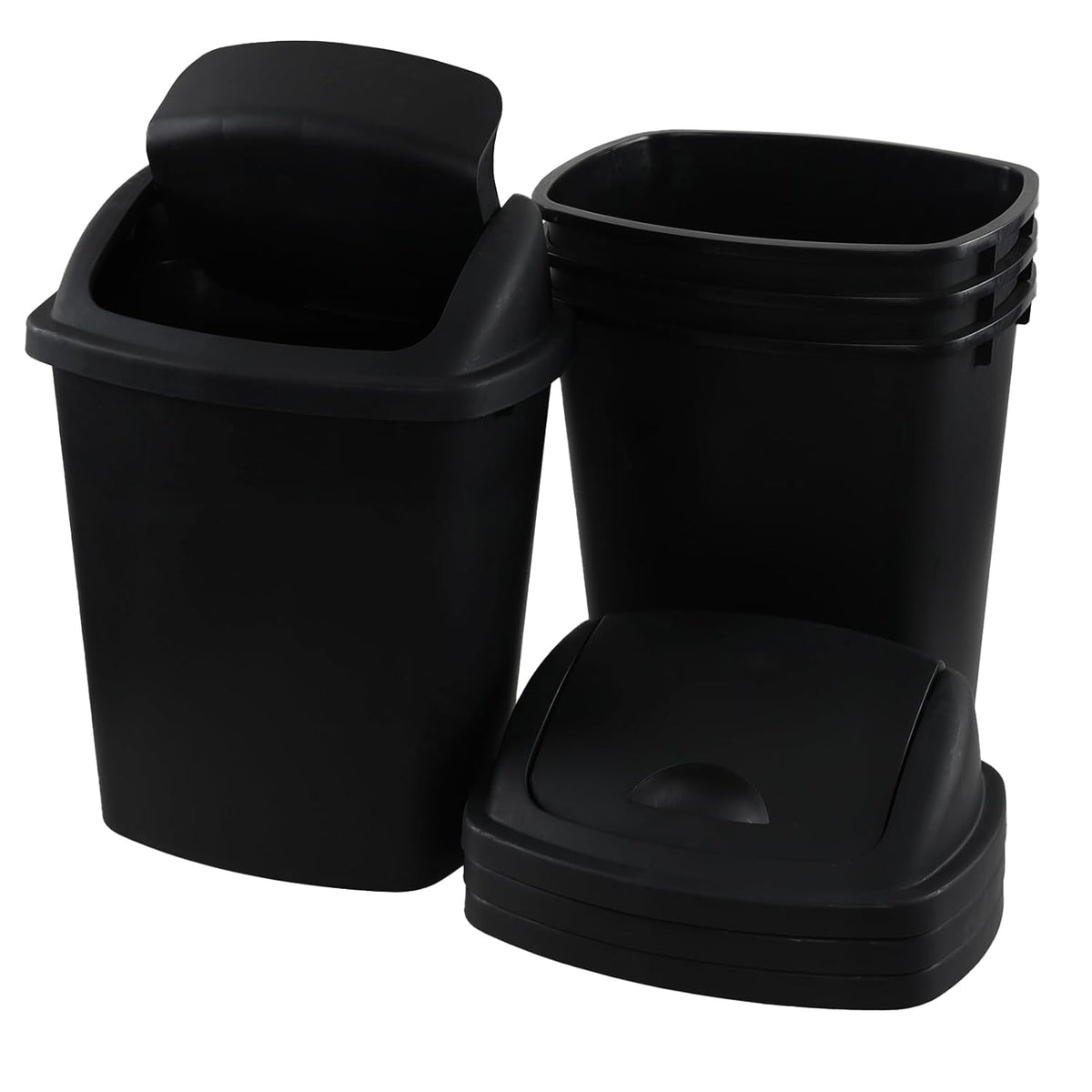 6 Gallon Swing Top Trash Can Outdoor and Indoor Recycle Bin, Plastic Garbage Can with Swing-Lid