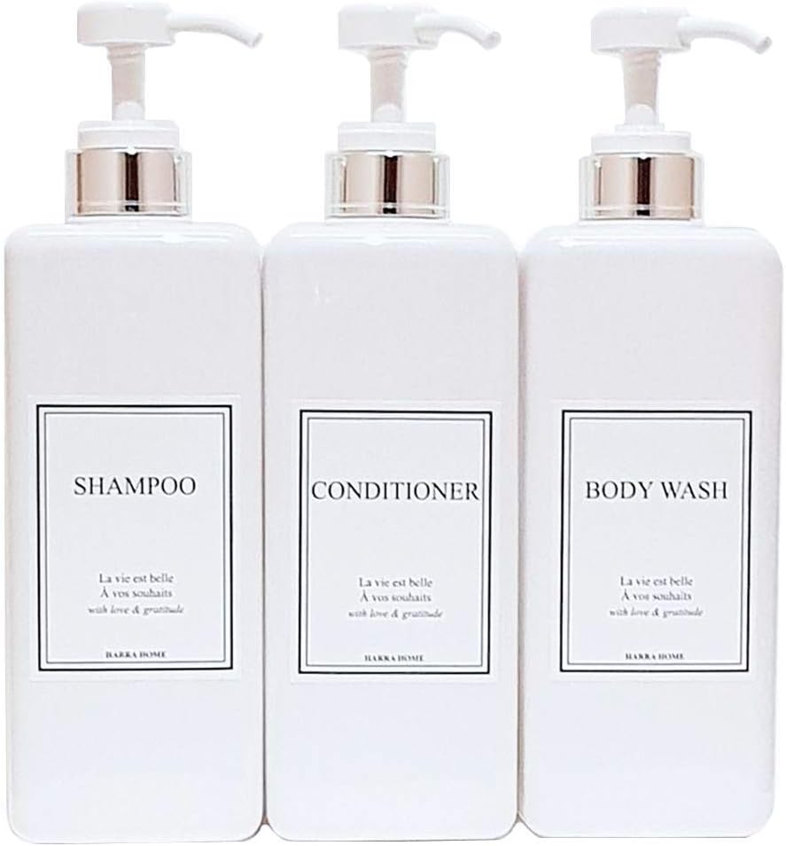 Modern Design Large 27 oz Shampoo and Conditioner Dispensers - Empty Plastic Refillable Pump Bottle