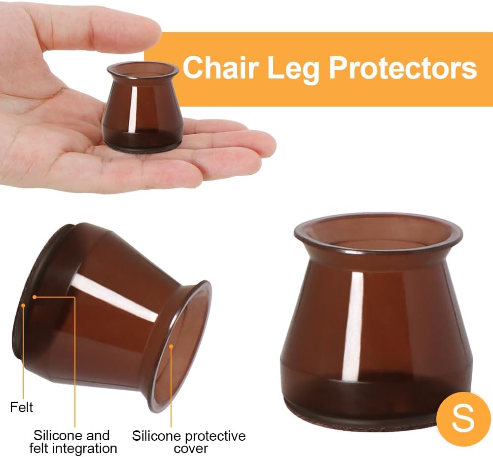 32 Pcs Chair Leg Protectors for Hardwood Floors, Silicone Felt Furniture Leg Cover Pad for