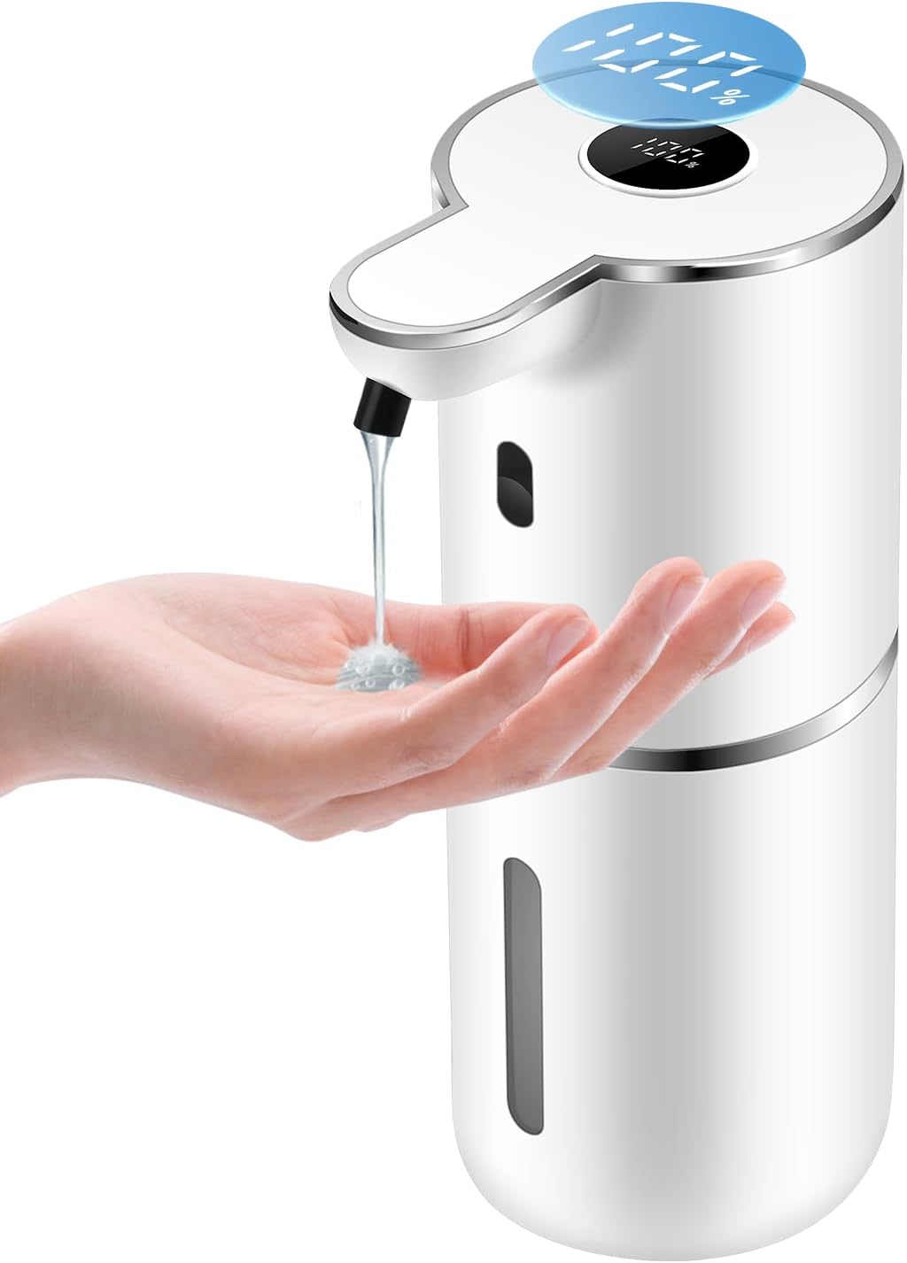 Automatic Liquid Soap Dispenser 12.8oz, Rechargeable & 6 Levels Soap Adjustable with Digital