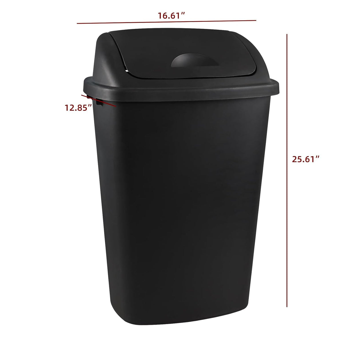 Zopnny 4-Pack Lidded Trash Can, 13 Gallon Black Plastic Garbage Bin with Lid for Office, Bedroom