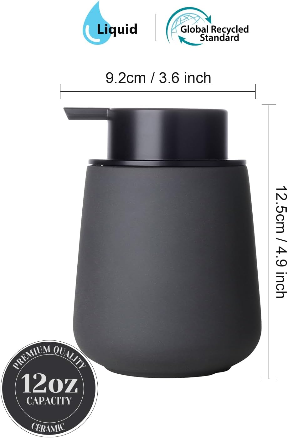 INGOFIN Ceramic Lotion Dispenser - 12oz Refillable Hand Soap Dispenser Bathroom, Modern Liquid Soap