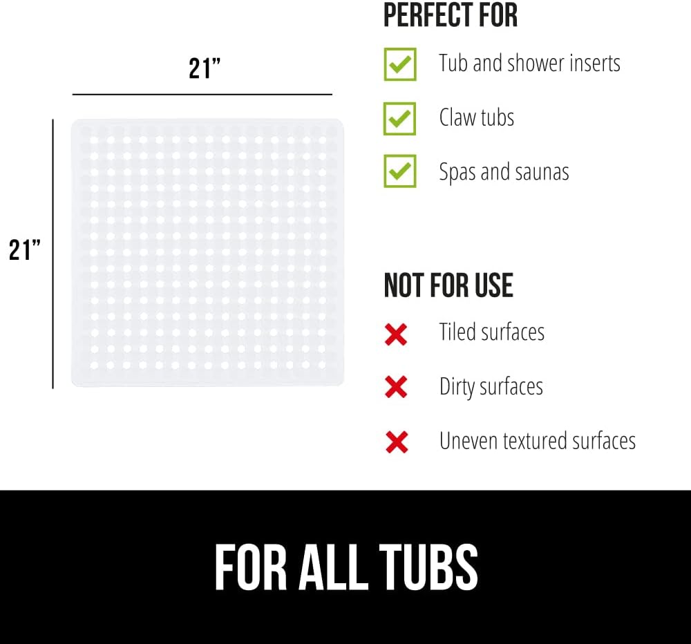 GORILLA GRIP Patented Square Shower Stall Mat, Small Bathtub Floor Mats for Stand Up Showers with