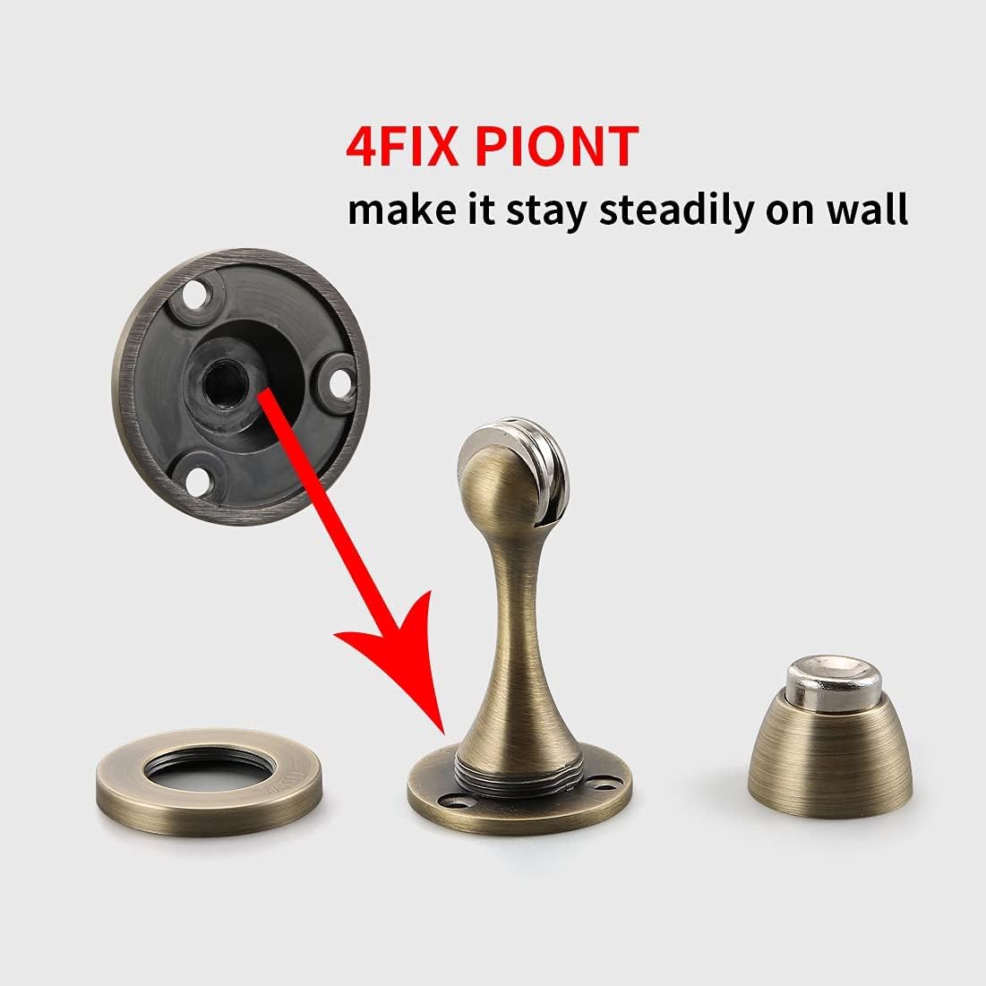 YAGU Door Stopper 6 Pack Magnetic Door Stops, Zinc Alloy Brushed Bronze Door Catch Door Holder Wall