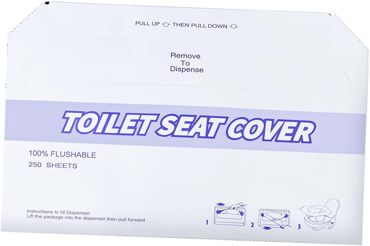 1 Pack (250 Pieces) Disposable Toilet Seat Covers Flushable Paper Toilet Seat Cover for Bathroom
