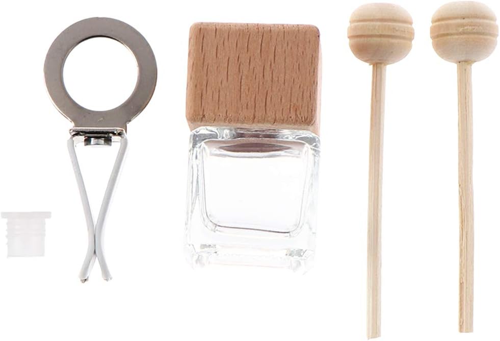10 Pack,8ml Clear Glass Car Air Freshener Perfume Clip Diffuser,Empty Essential Oil Perfume Vials