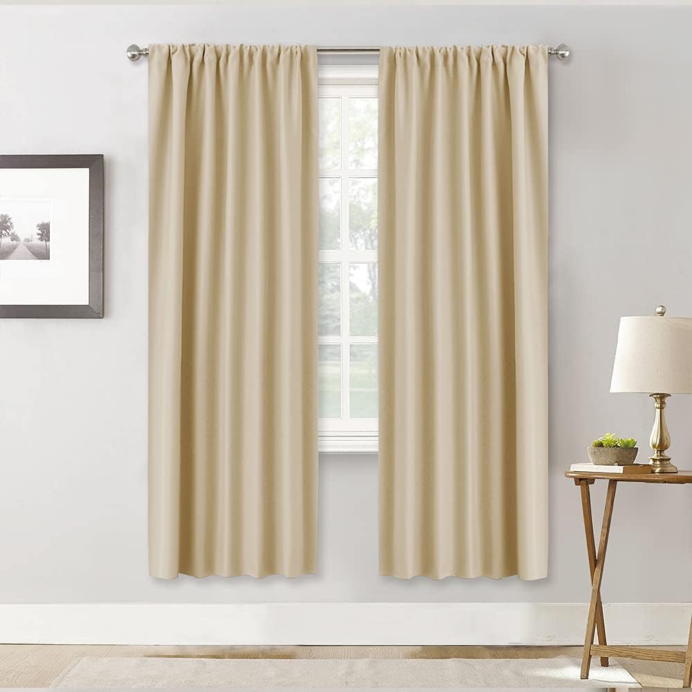 RYB HOME Curtains for Bedroom 72 inches Long, Blackout Thermal Insulating Window Treatment Drapes