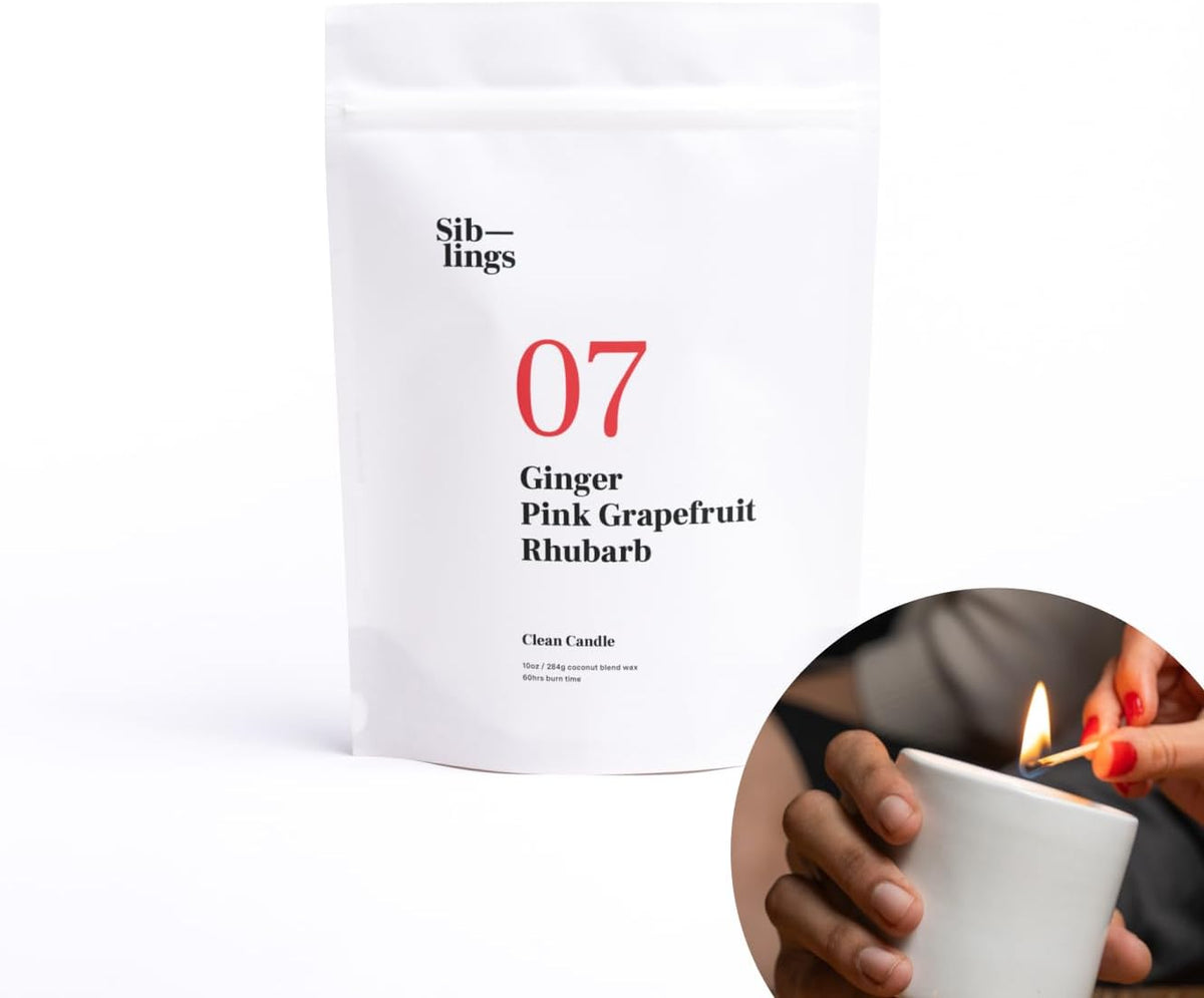 Siblings Candle Making Kit | DIY Coconut-Soy Wax Candle Kit with Wooden Wick | Scent No 07: Ginger