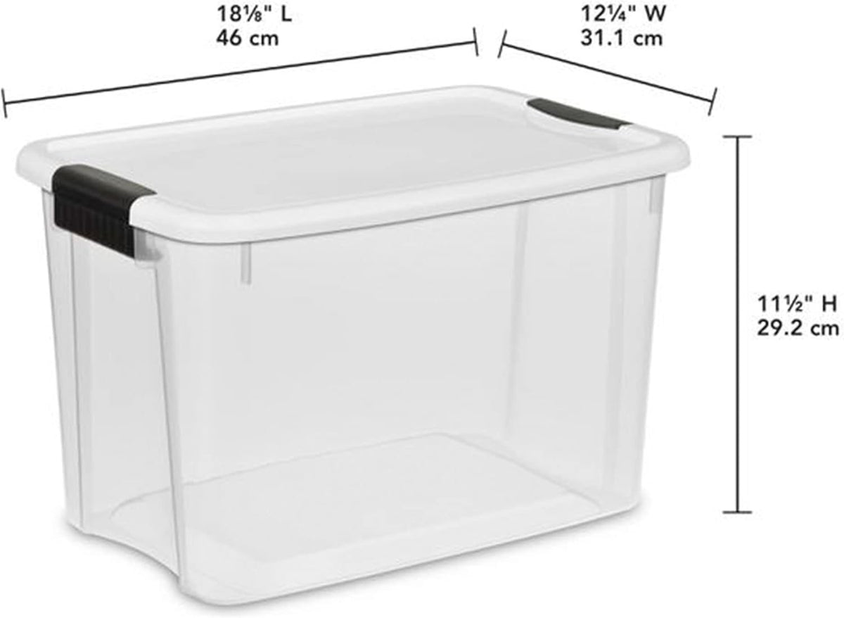 Sterilite 6-Pack Ultra Latching Box, Storage Bins with Lids, Clear Plastic, 30 Quart - Heavy-Duty