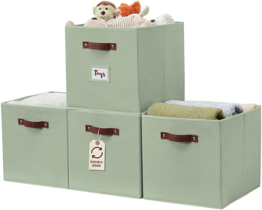 DECOMOMO Storage Baskets, 13x15x13 Storage Cube Bins with Labels for Organizing Shelves Kallax