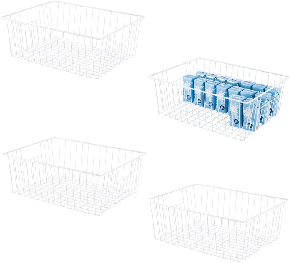 16" L x 12" W Wider Freezer Storage Organizer Baskets Container, Deep Metal Wire Chest Upright