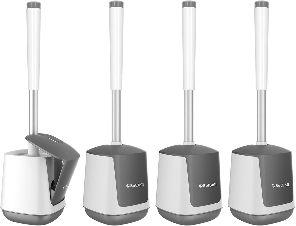 SetSail Toilet Brush 4 Pack Toilet Bowl Brush and Holder Toilet Cleaner Brush with Nylon Bristles