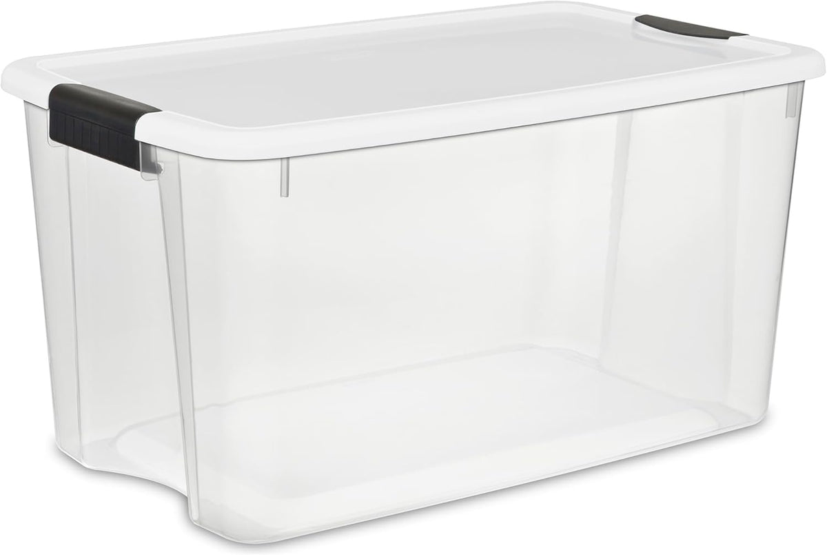Sterilite 24-Pack Ultra Latching Box, Storage Bins with Lids, Clear Plastic, 70 Quart - Heavy-Duty
