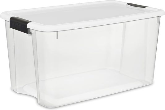 Sterilite 24-Pack Ultra Latching Box, Storage Bins with Lids, Clear Plastic, 70 Quart - Heavy-Duty