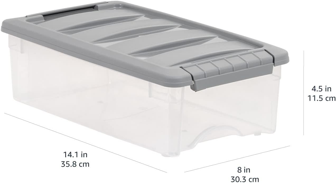 Amazon Basics Plastic Storage Containers with Secure Latching Lids, Stackable Organization Bins