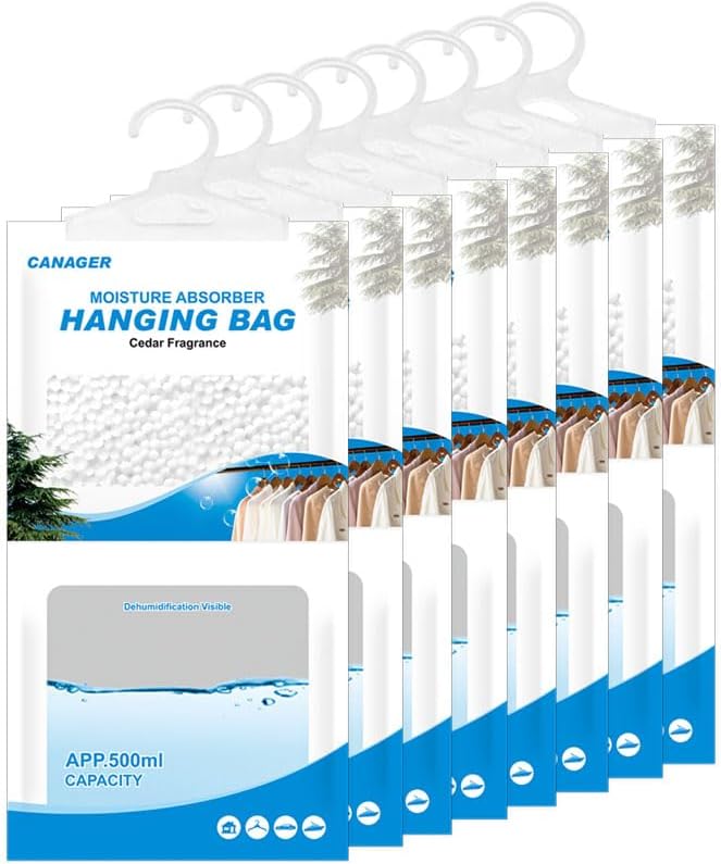 CANAGER Hanging Moisture Absorber,Cedar Fragrance Moistureproof Hanging Bag, Dehumidifier Bag (8