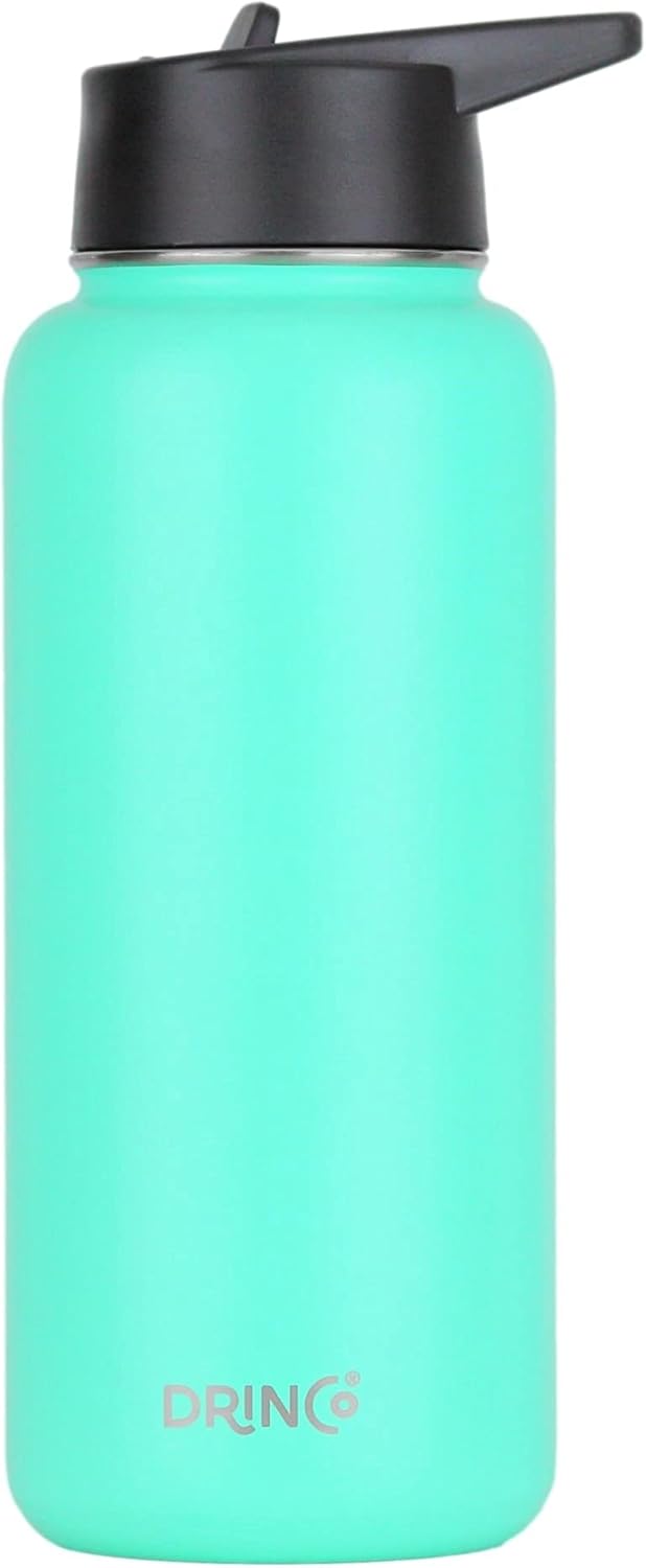 DRINCO Stainless Steel Water Bottle Spout Lid Vacuum Insulated Double Wall Water Bottle Wide Mouth